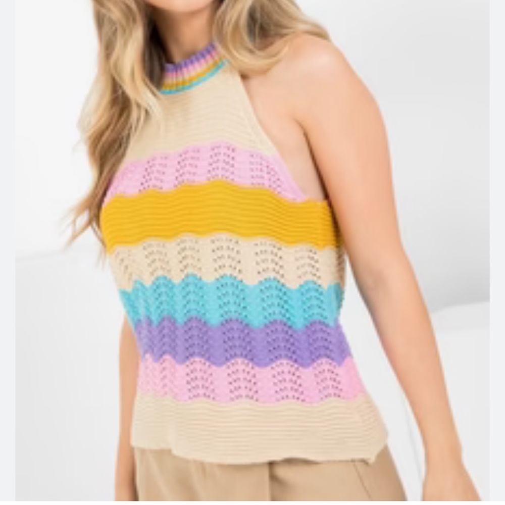 Revolve THML Crochet Knit Halter Top - Picture 1 of 6